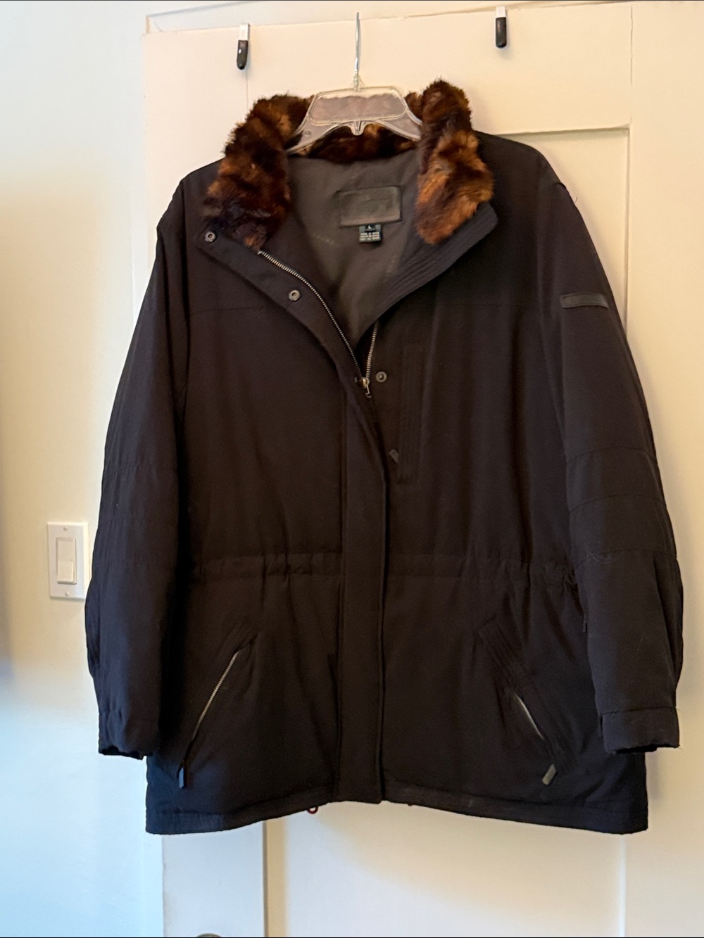 Lauren Black Parka with Faux Fur Collar